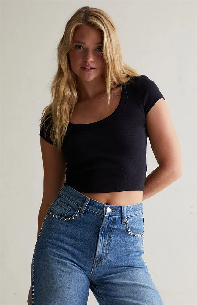 Est. PAC 1980 Tessa Scoop Short Sleeve Crop Top