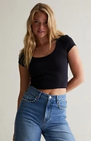 Est. PAC 1980 Tessa Scoop Short Sleeve Crop Top