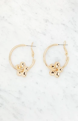 LA Hearts Flower Charm Hoop Earrings