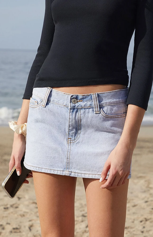 John Galt Light Indigo Malia Denim Mini Skirt