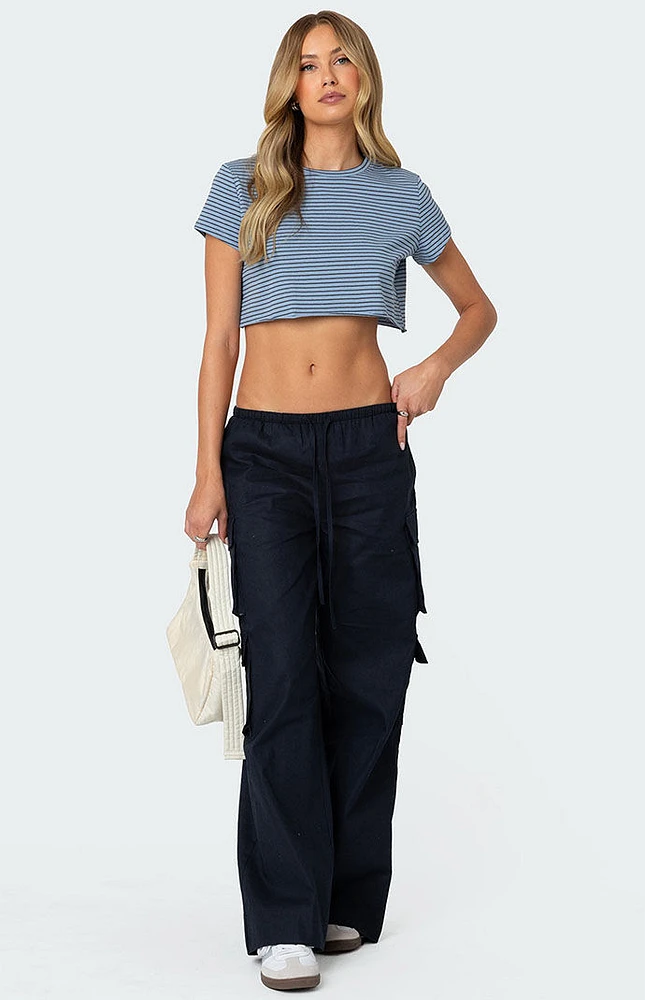 Edikted Stripey Cropped T-Shirt