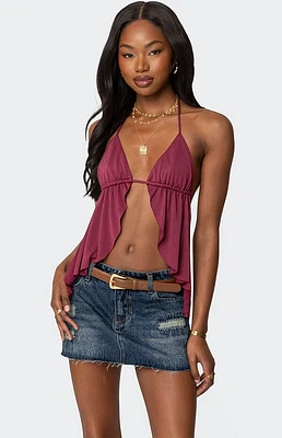Edikted Calla Split Front Backless Halter Top