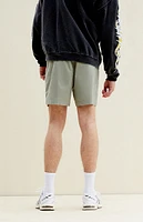 PacSun Olive Trey Volley Shorts