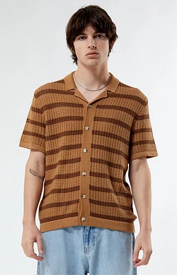 PacSun Stripe Open Knit Camp Shirt