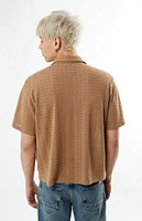 PacSun Tan Lance Swirl Knit Oversized Camp Shirt