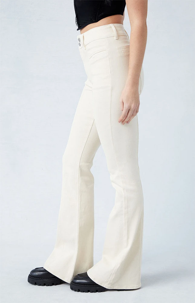 Cream High Waisted Flare Pants