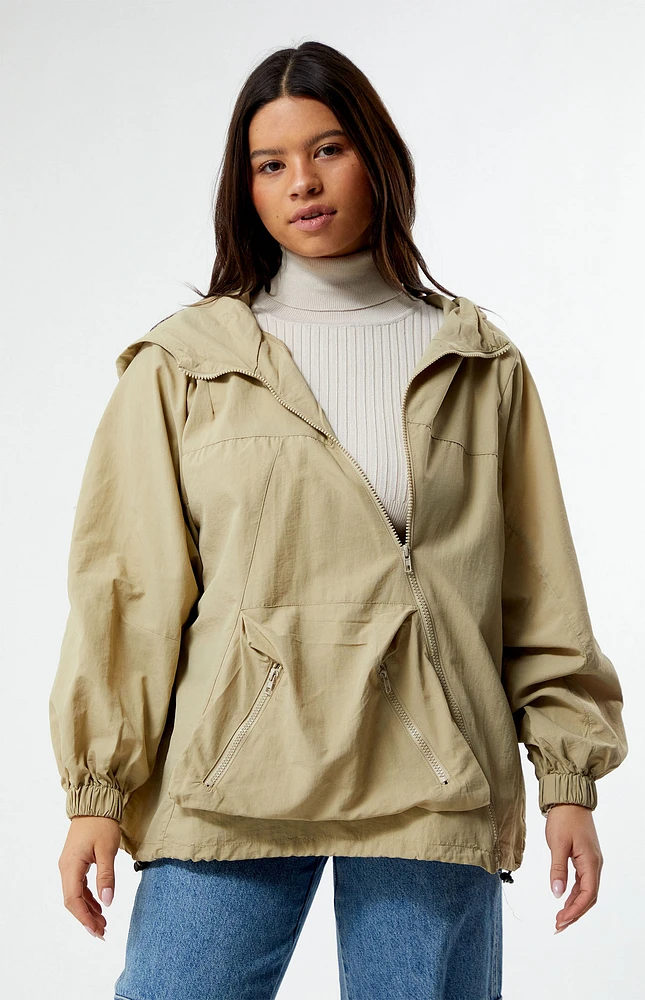 Daisy Street Asymmetrical Parachute Zip Up Jacket