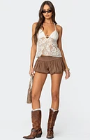 Edikted Sheer Crochet Babydoll Halter Top