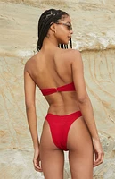 Pacsun Red Seashell Scrunch Bandeau Bikini Top