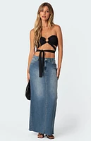 Edikted Zia Ribbed Ring Tie Crop Top