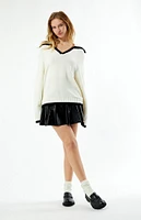 WEWOREWHAT Collar V Neck Oversized Sweater