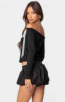 Edikted Lace Bow Off Shoulder Top