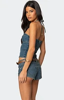 Edikted Jagger Denim Halter Top