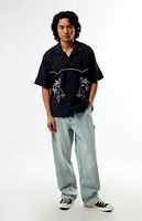Pacsun Western Embroidered Oversized Resort Camp Shirt