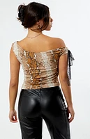 LA Hearts Asymmetrical Snake Print Top