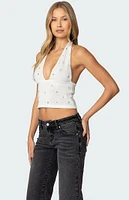 Edikted Rhinestone Knit Halter Top