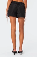 Edikted Remy Bow Ribbon Track Shorts