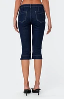 Edikted Contrast Stitch Capri Jeans