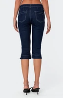 Edikted Contrast Stitch Capri Jeans