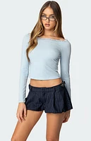 Edikted Off Shoulder Lacey Ribbed Top