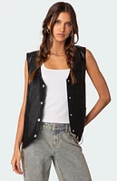 Edikted Kara Faux Leather Lace Up Vest