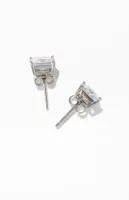 King Ice Sterling Silver Square Stud Earrings