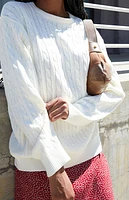 John Galt White Cable Knit Brianna Sweater