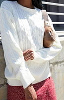 John Galt White Cable Knit Brianna Sweater