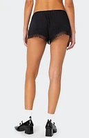 Edikted Rumi Lace Trim Shorts