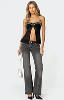 Edikted Cia Sheer Split Front Bra Top