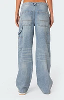 Edikted Faded Wash Low Rise Carpenter Jeans