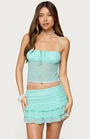 Edikted Enya Fringed Sheer Mesh Top