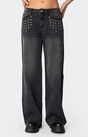 Edikted Grommet Low Rise Baggy Jeans