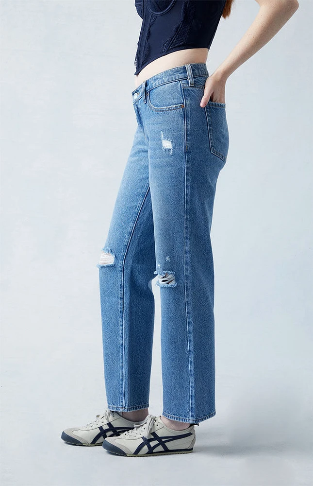 PacSun Eco Medium Indigo V-Dip Ripped '90s Straight Leg Jeans