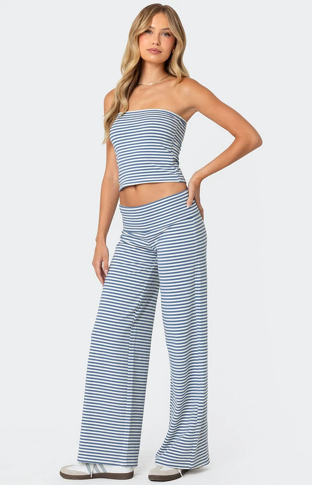 Edikted Lilah Striped Fold Over Pants