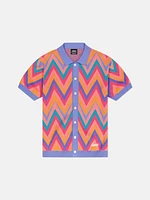 WeSC America Inc Teal Zigzag Short Sleeve Polo Cardigan
