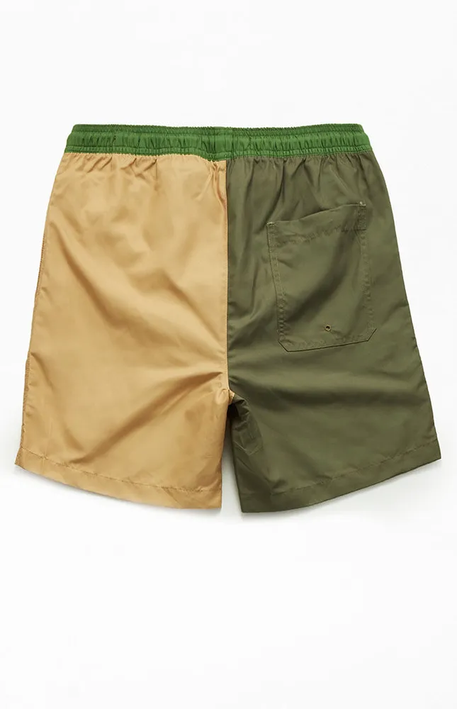 PacSun Tan Colorblock 6.5" Swim Trunks