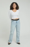 PacSun Jordyn Light Indigo Acid Low Rise Straight Leg Jeans