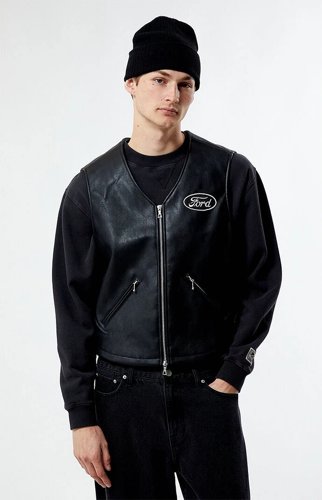 FORD Pleather Zip Vest