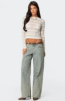 Edikted Daisey Textured Sheer Lace Top