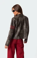 Edikted Thunder Washed Faux Leather Jacket