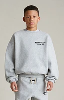 Fear of God Essentials Kids Light Heather Grey Fleece Crew Neck Sweatshirt