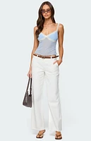 Edikted Contrast Lacey Mesh Tank Top