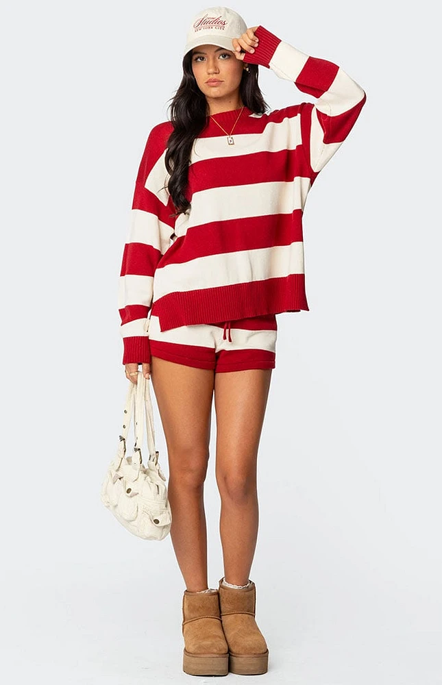 Edikted Riley Striped Knit Shorts