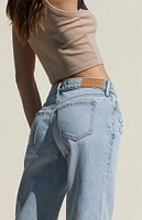 PacSun Light Indigo Ripped Low Rise Straight Leg Jeans