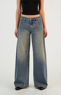 Pacsun Remi Dart Baggy Barrel Jeans Dark Indigo