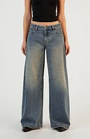 Pacsun Remi Dart Baggy Barrel Jeans Dark Indigo