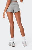 Edikted Lizzy Foldover Waffle Shorts