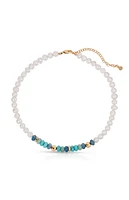 Ettika Beach Day Pearl & Blue Gemstone Necklace