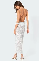 Edikted Embroidered Backless Sheer Knit Maxi Dress